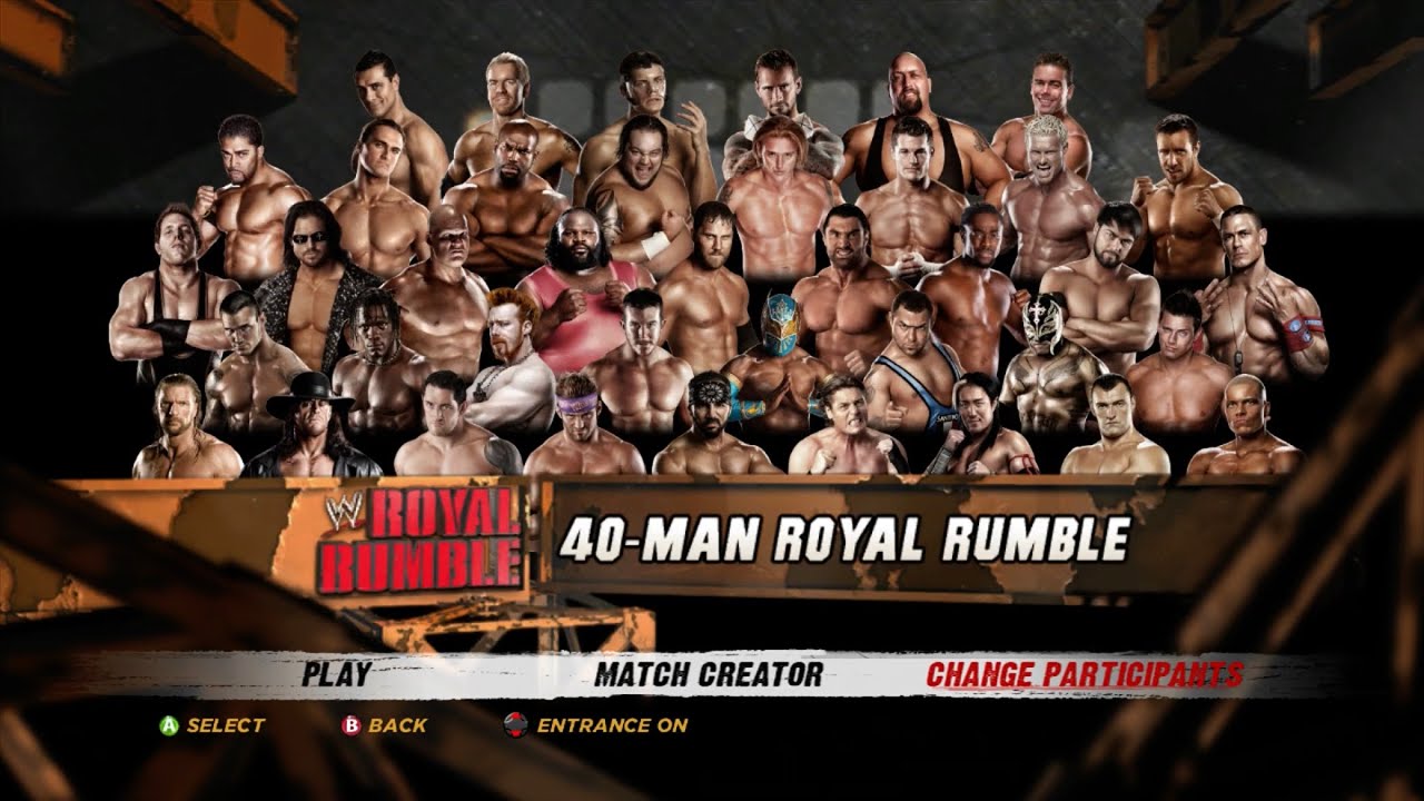 WWE '12 Gameplay - 40-Man Royal Rumble Match (No Commentary)