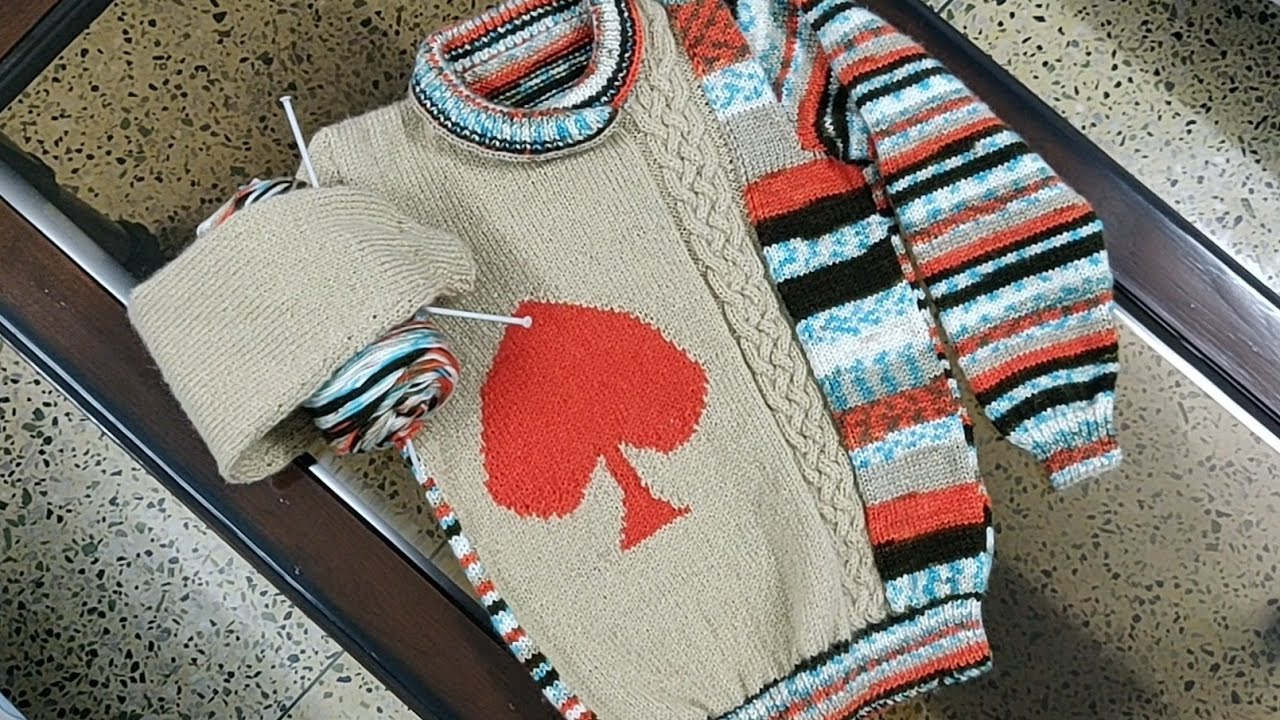 Knitted stylish sweater for 10 year boy || full measurements || step by step explaination in Hindi