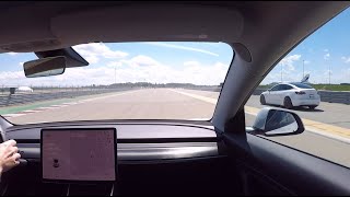 Two races - 2020 Model 3 LR with Boost vs 2021 Model 3 LR and vs 2020 Model 3 Performance, 1/4 mile