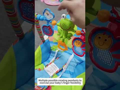 Шезлонг гойдалка для малюка з мелодіями і підвісками заспокійлива вібрація регульована спинка до 18 кг знімний чохол, видео 1