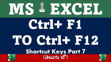 Master Excel Shortcut Keys: Ctrl + F1 to Ctrl + F12 | Boost Your Productivity in Telugu