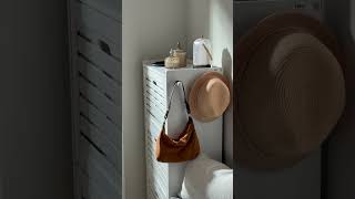 Louvered Doors + Hooks: Creating the Perfect Entryway Shoe Cabinet #entrywaydesign #youtubeshorts
