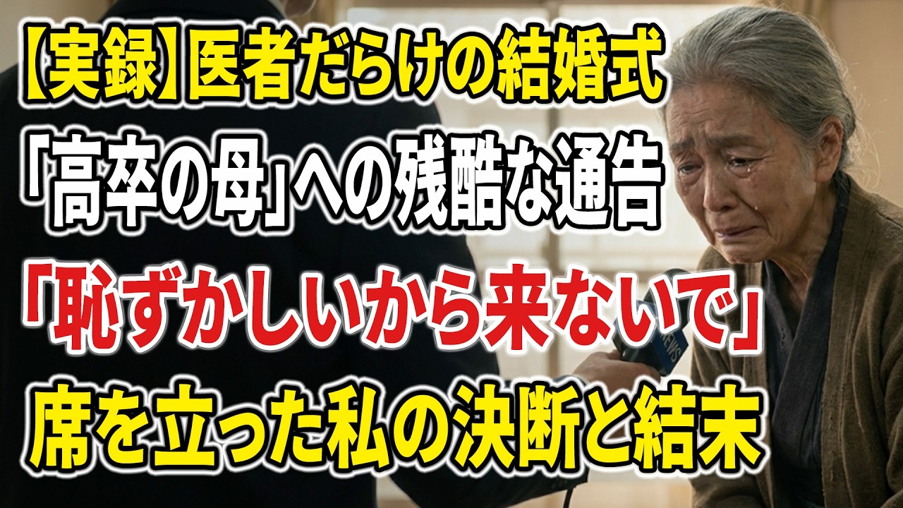 【現実の話】医者だらけの息子の結婚式で言われた一言 「高卒の義母は来ないで」――私は静かに席を立ちました