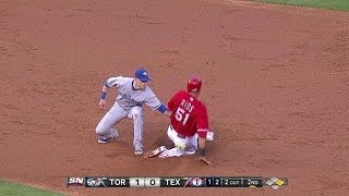 TOR@TEX: Buehrle picks off runner to end inning
