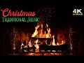 Traditional Instrumental Christmas Music Fireplace - Classical Orchestra - 4K Christmas Ambience