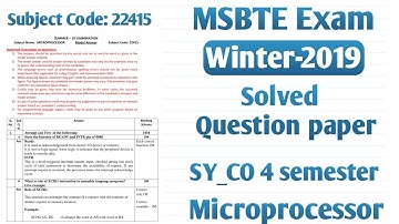 22415 Winter 2019 model answer | microprocessor Solved question paper 2022 | SY_CO 4 Semester MSBTE