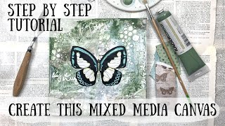 Step by step tutorial Mixed Media Canvas | Beginner level | Break a blank page 🦋 Shanouki Art 🦋🖌