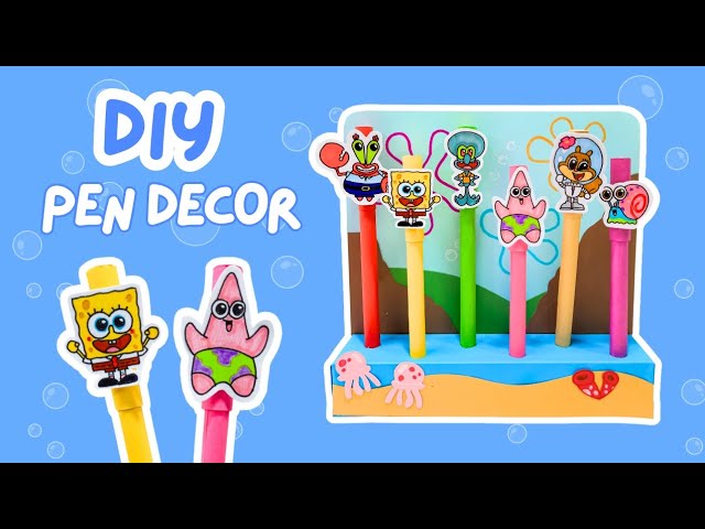 DIY Spongebob Pen Decor - Handmade Pen Decoration, Spongebob Craft