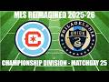 MLS REIMAGINED Championship Division 2025-26 MD25 - Chicago Fire (2nd) vs Philadelphia Union (6th)
