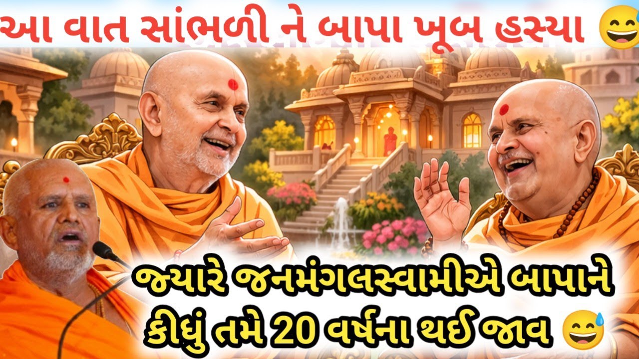 જનમંગલસ્વામી નું ખડખડાટ હસાવે તેવું પ્રવચન😅!જ્યારે જનમંગલસ્વામીએ બાપાને કહ્યું તમે 20 વર્ષના થઈ જાઓ😅
