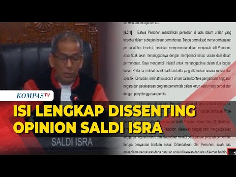 [Full] Isi Lengkap Dissenting Opinion Hakim MK Saldi Isra di Sengketa Pilpres 2024: Soroti Bansos