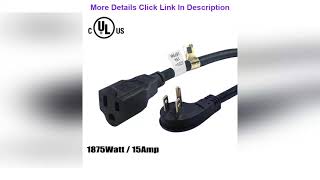 Firmerst 1875W Flat Plug Extension Cord 6 Feet 14 Awg 15A Black, Pack Of 3