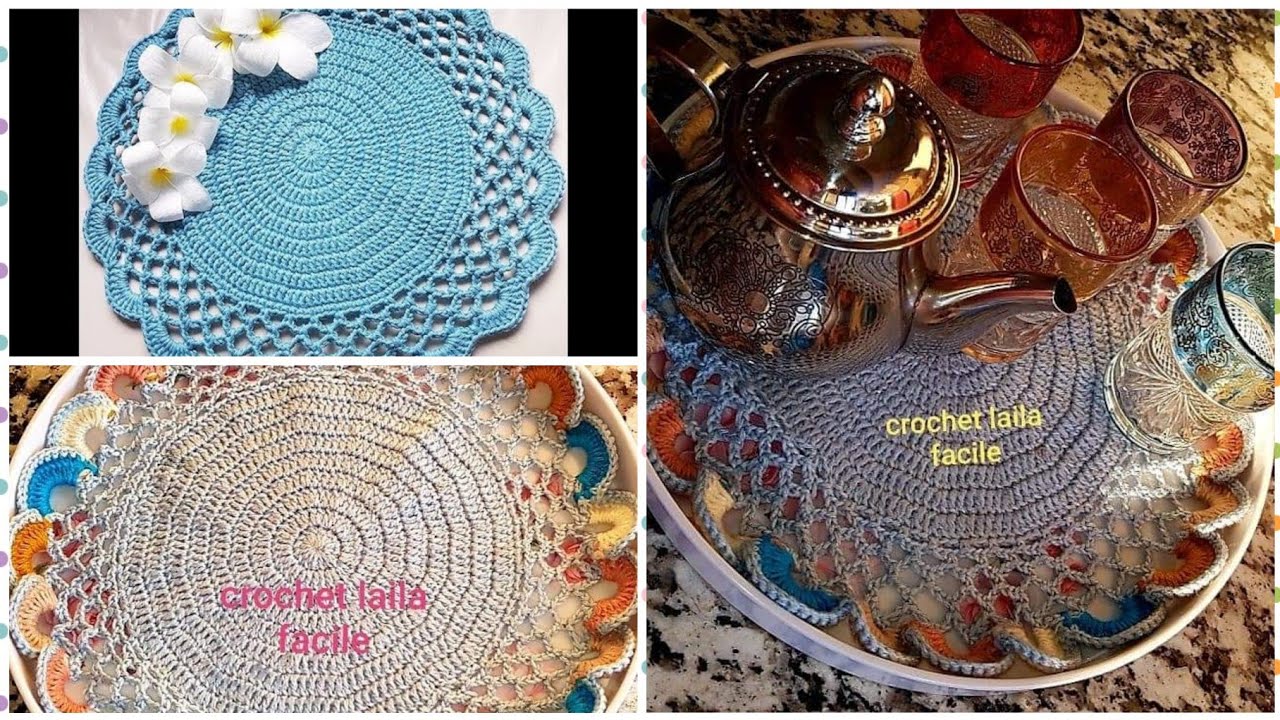 🌟🌟🌟 *طريقه عمل مفرش قواعد اطباق كروشيه متميز *الجزء 2 #خليك_بالبيت