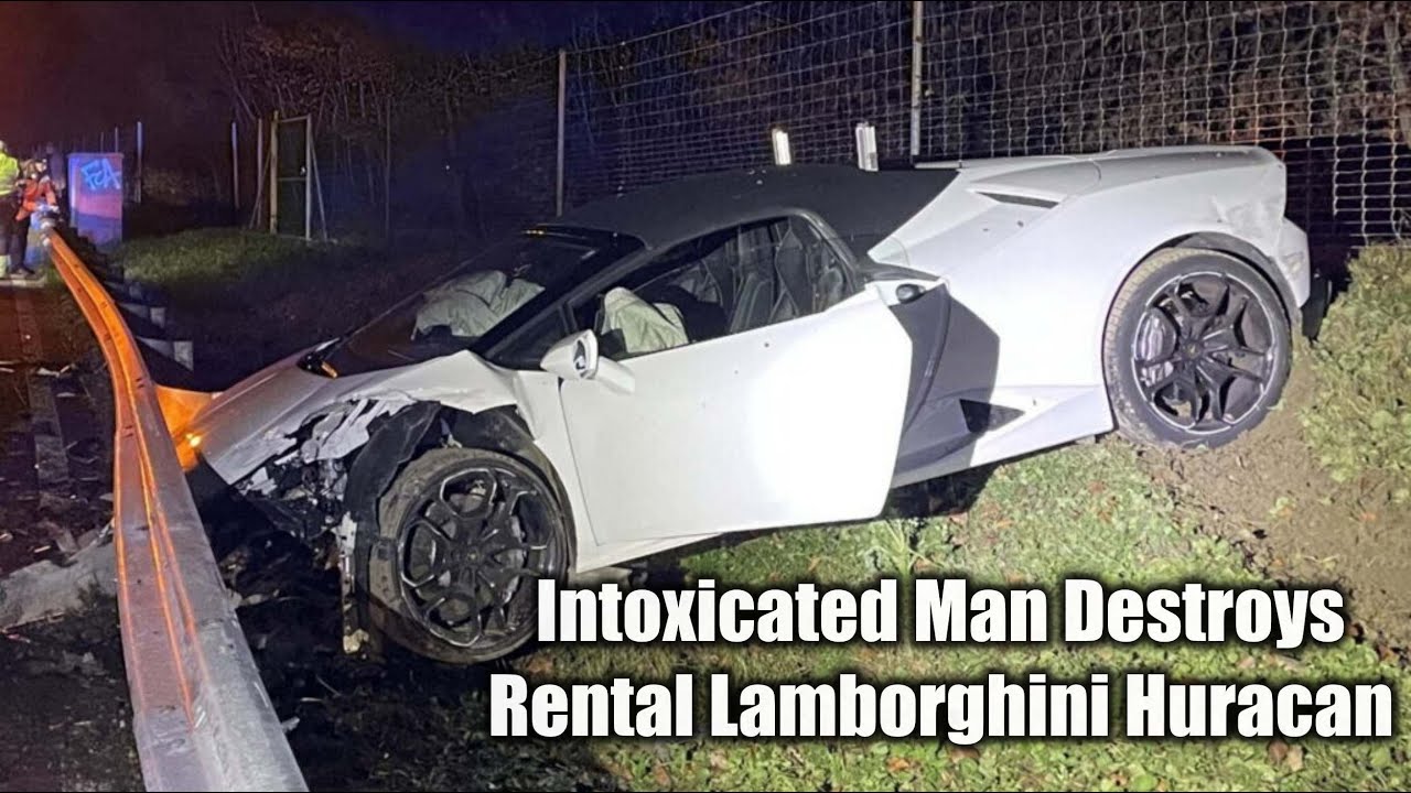 Потухший Lamborghini после пожара