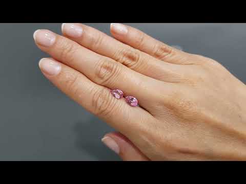 Pair of pink spinels in pear cut 1.90 carats, Tajikistan Video  № 1