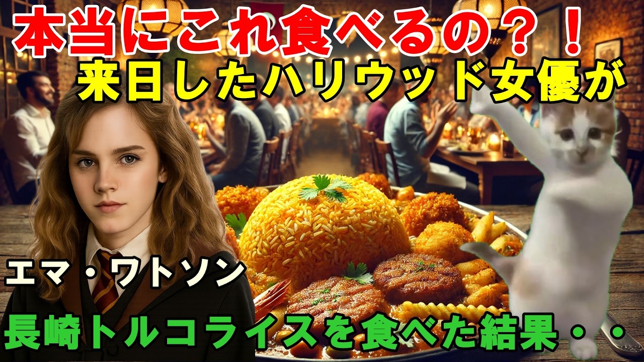 【猫ミーム】本当にこれ食べるの？！来日したハリウッド女優が長崎のトルコライスを食べた結果・・・