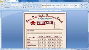How to Create Mark Sheet using ms word | make Mark Sheet in ms word