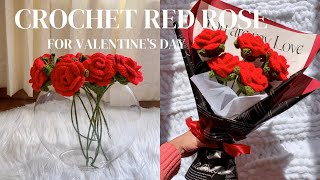 ᥫ᭡ Crochet Red Rose for Valentine's Day | wrap Bouquet | Beginner friendly | Bhutanese ˗જ⁀➴°❀⋆