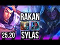 RAKAN & Aphelios vs SYLAS & Kai'Sa (SUP) | 1/0/12 | KR Challenger | 25.20