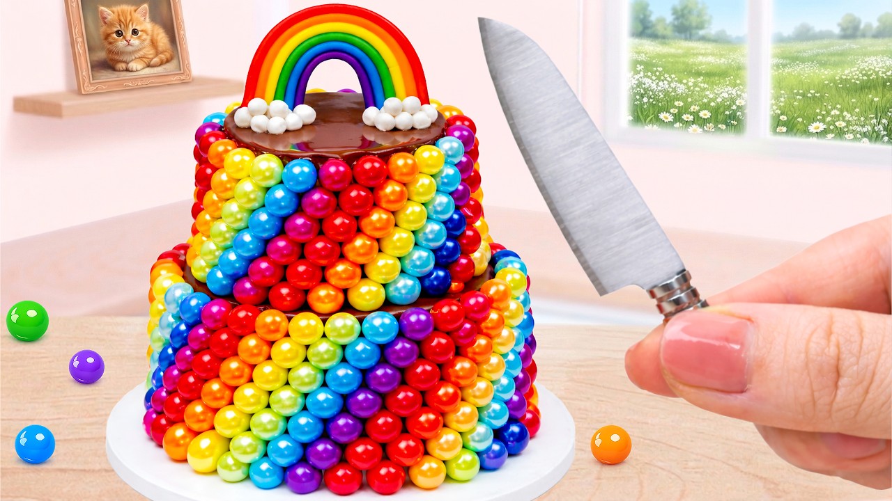 Amazing Mini Rainbow Chocolate Cake 🍫 Colorful Candy Cake Decorating ...