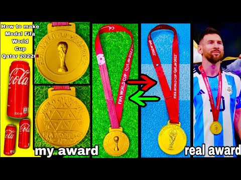 How to make gold medal FIFA World Cup Qatar2022🇶🇦with aluminum cans & paper#mrsanrb #medal #fifa22