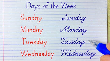 How to write Days of the Week in English cursive writing | Print  & Cursive Handwriting Practice