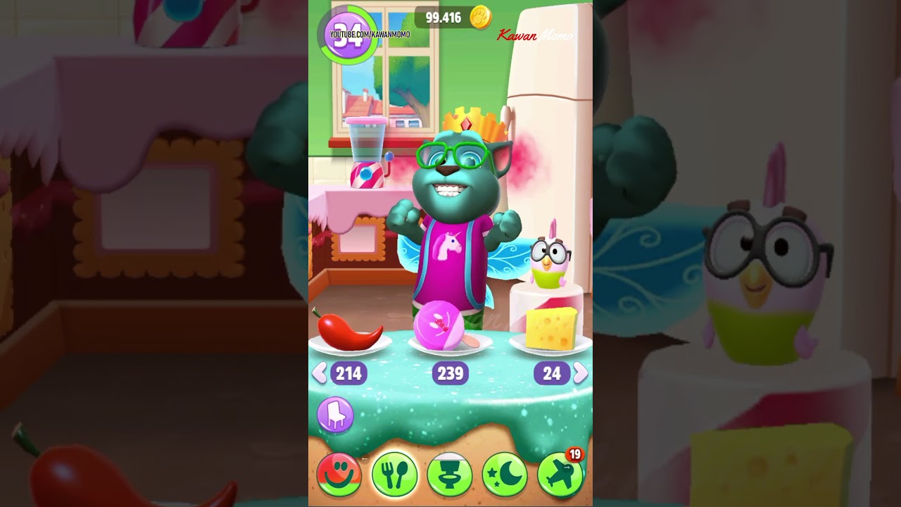 My Talking Tom 2 Fairy Glow Fur Eat Pink Candy Lolipop