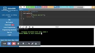 Bahasa C Hello World Menggunakan Online GDB