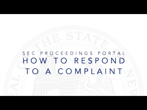 HOW TO RESPOND TO A COMPLAINT | SEC Proceedings Portal