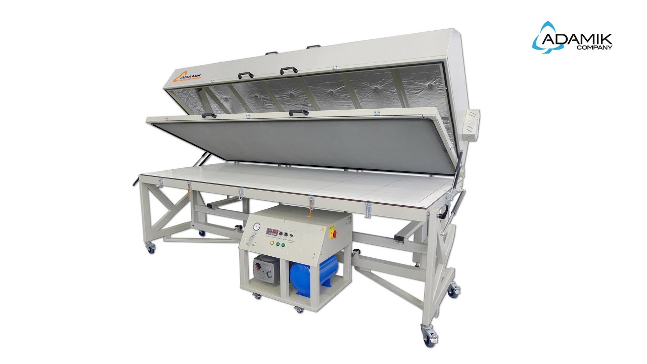 Vacuum membrane press with tilting table / Výklopný lis