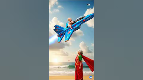 দাদী বিমানে বাচ্চাকে উঠিয়ে দাদুকে মেরে প্রতিশোধ নিলেন #ai #grandfather #fighterjet #shorts