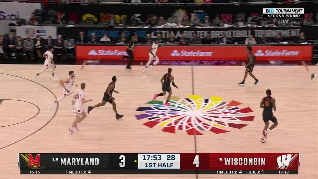 Wisconsin Hits 10 3-Pointers in the First Half vs. Maryland | 2024 B1G Men's Basketball Tournament