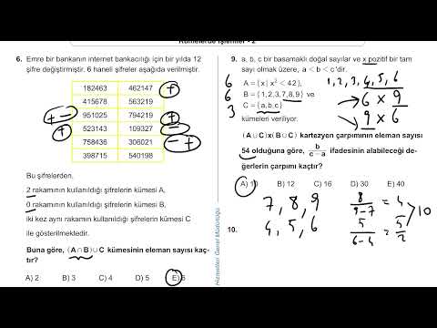 9. Sınıf Matematik Kazanım Kavrama Test 6 (Kümelerde İşlemler) Çözümler