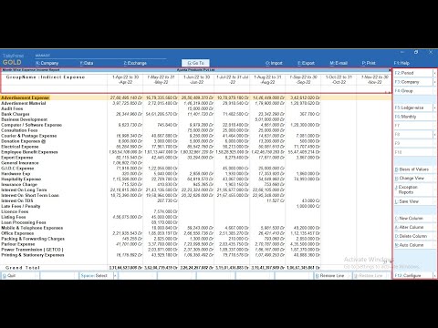 Tally Add On : Month Wise Expense Income Report  in TallyPrime software.