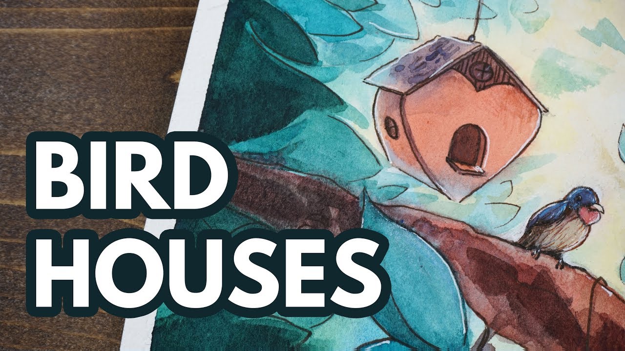 Watercolour Birdhouses! ♤ // YTAC Speedpaint
