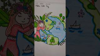 most beautiful mother earth 🌍 day drawing with a girl that hug the earth #earth#drawing