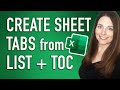 How to Create Sheet Tabs from a List - Then Make a Table of Contents with Links