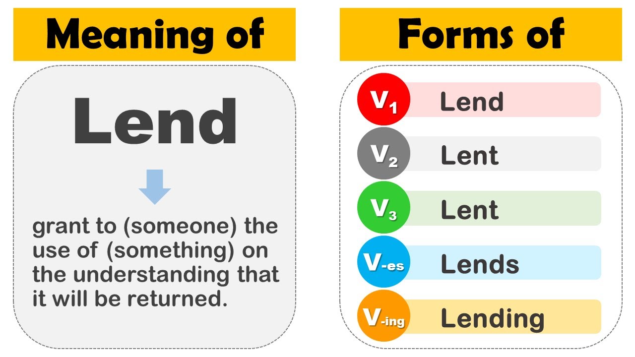 Lend Past And Past Participle Form V1 V2 V3 V4 V5 Form of Lend