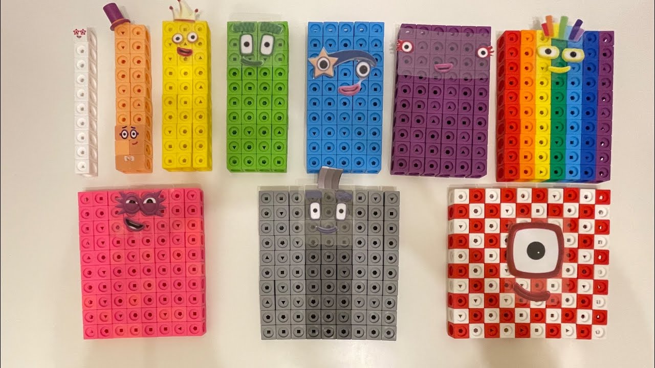 Making Numberblocks 1-10 times table from Cubes 넘버블럭스 만들기 マスリンク ナンバーブロックス  數字方塊積木製作九九乘法表1-10的乘法