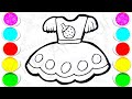 Easy Frock Drawing and Coloring for Kids | Dress Drawing Step by Step for Children