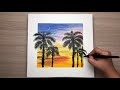 Daily challenge #103/ Acrylic painting / Sunset Palm 3D