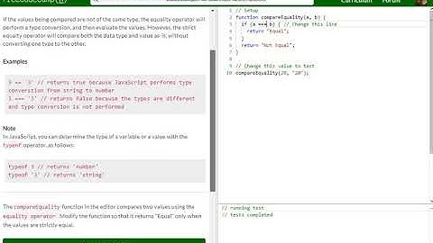 Basic JavaScript Practice comparing different values free code camp   Dani