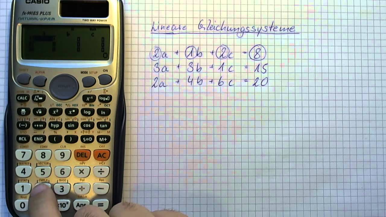 Casio Taschenrechner fx-991es - Lineare Gleichungssysteme - YouTube