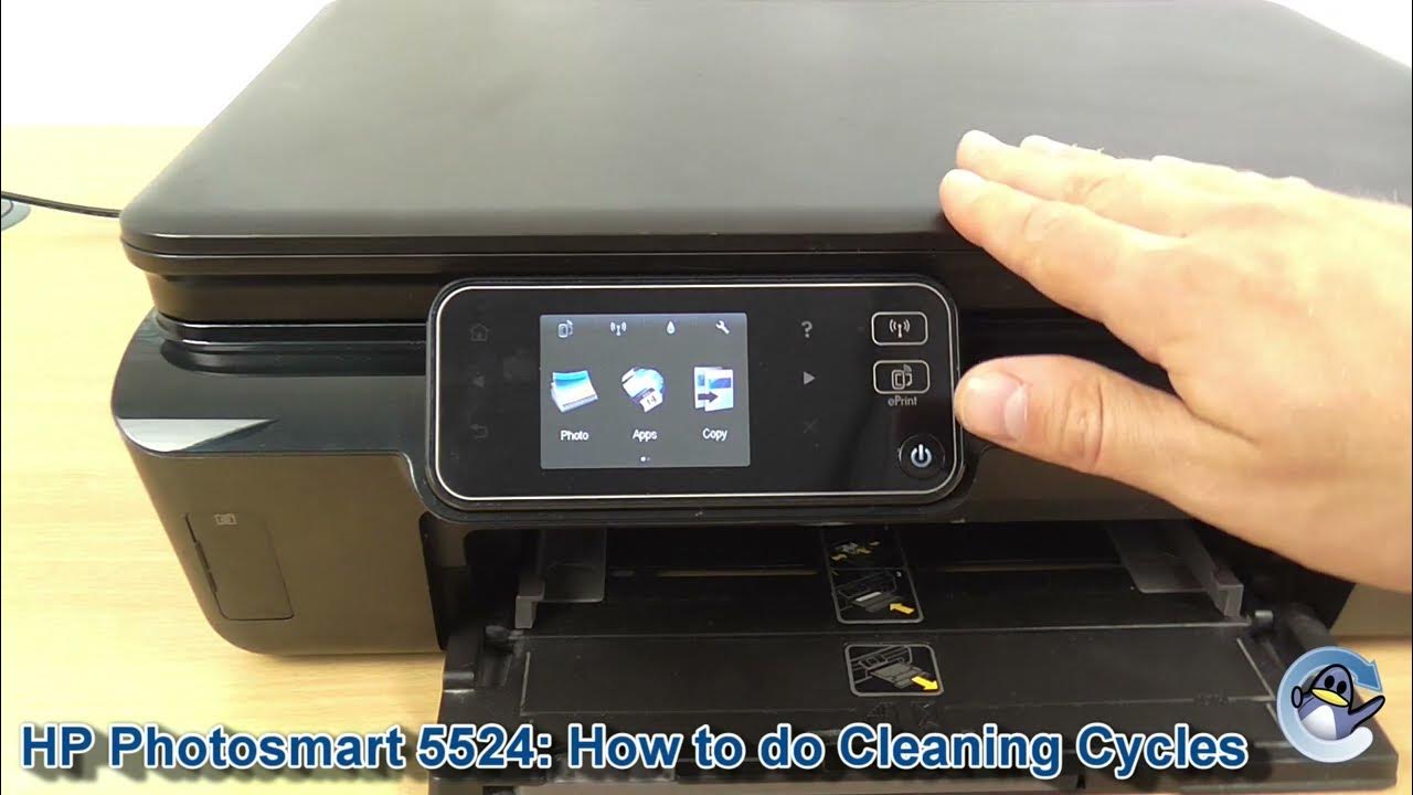 Meget sur Sygdom tidligste HP Photosmart 5524: How to do Printhead Cleaning Cycles - YouTube