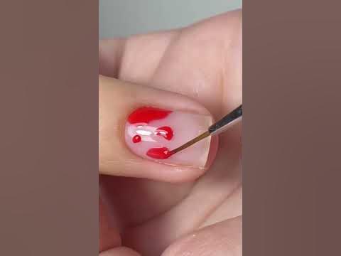 Быстрый дизайн ногтей красным цветом гель-лака на коротких ногтях # ...