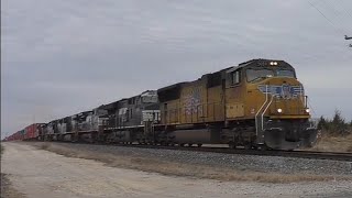 UP 5059 leads a Eastbound Stack train with a huge NS consist!!!