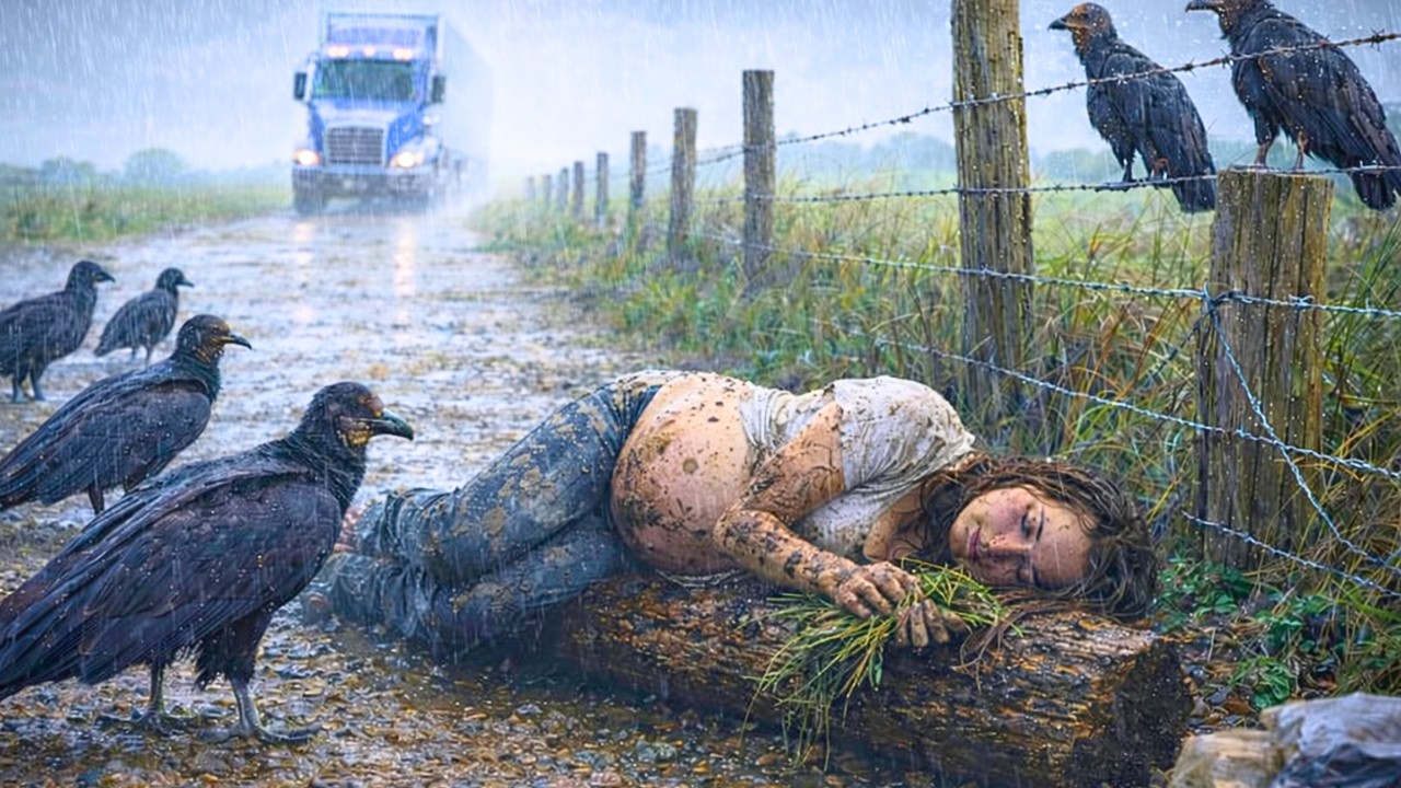 caminhoneiro salva grávida deixada para morrer na chuva mas quando marido surge. então ele faz isso
