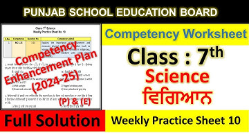 pseb competency based paper class 7th science worksheet 10 test 2024