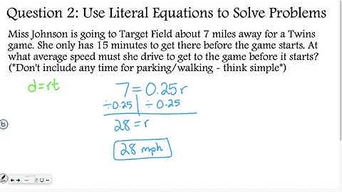 Algebra 1-4: Literal Equations and Formulas