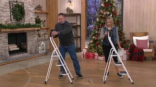 Hailo 3-Step Ladder W/ Safety Rail And Extra Wide Steps on QVC